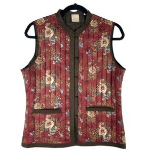 Natural Reflections Zip Up Quilted Floral Vest